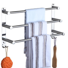 (3 Tier Towel Rail 60cm) 60/90cm Bathroom Wall Mounted Towel Rail Stainless Steel 3 Tier Towel Bar Chrome