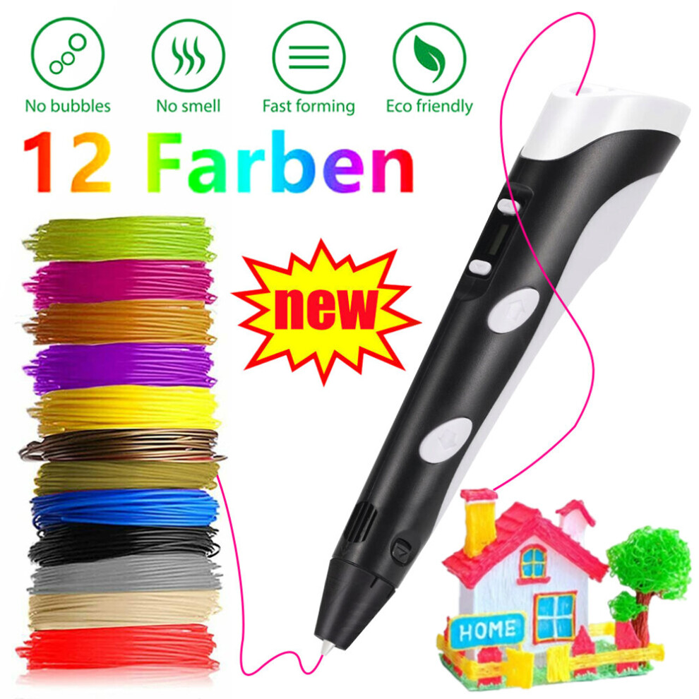 (Black) 3D Printing Pen, 3D Doodler Pen with LCD Screen UK