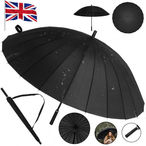 Umbrella Unisex Super Strong Windproof 24 Ribs Stormproof Folding 2