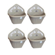 4 x Small 32cm Athens Plastic Hanging Wall Planter Basket Pot Taupe