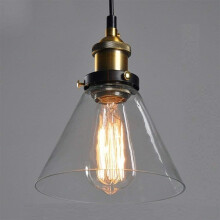 Vintage Pendant Light Retro Clear Glass Pendant Lamp Industrial Metal Hanging Light E27 Base for Bedroom Kitchen