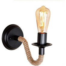 Retro Wall Sconce Hemp Rope Wall Light Metal Modern Wall Light E27 Classic Creative Wall Lamp for Bedroom Kitchen Living Room