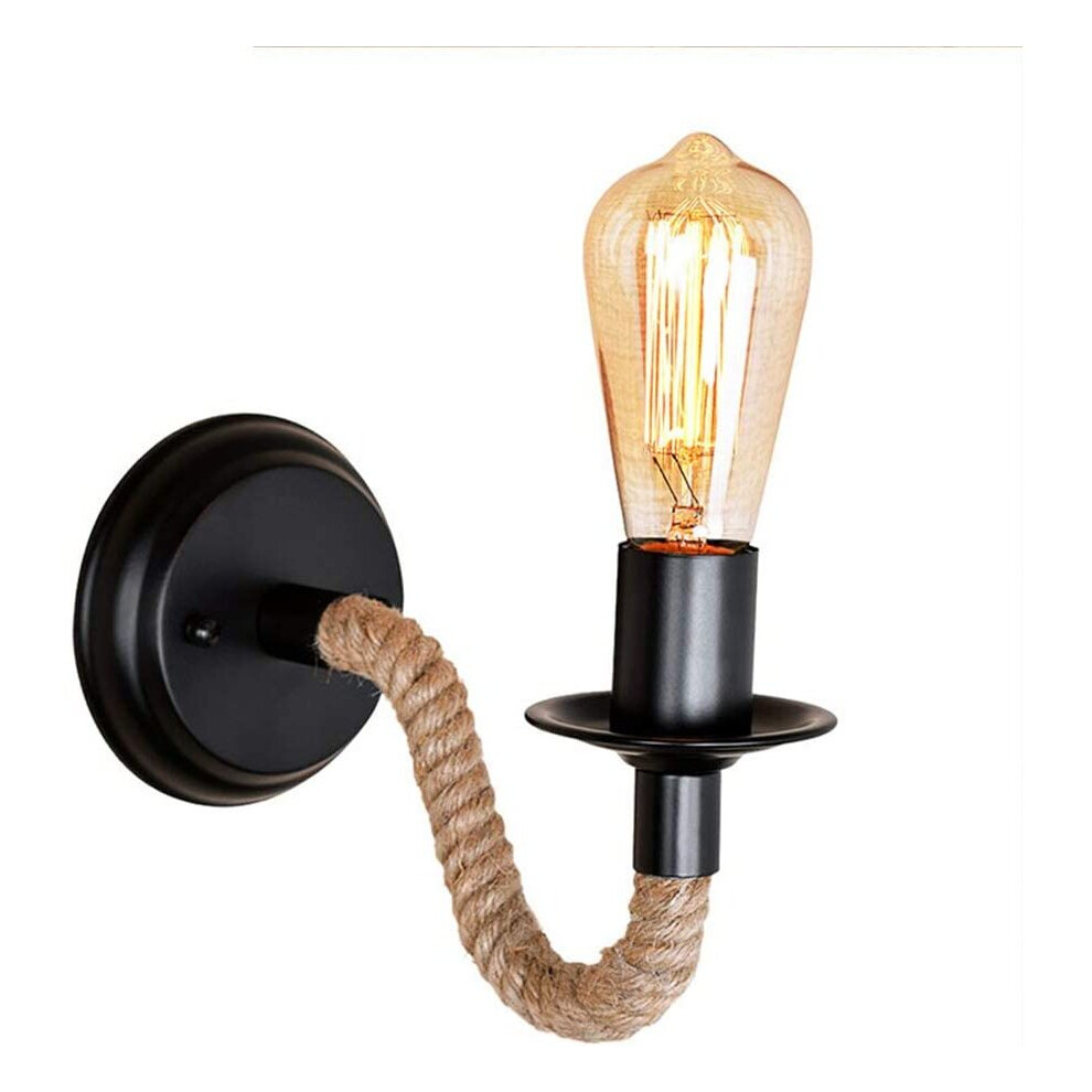 Retro Wall Sconce Hemp Rope Wall Light Metal Modern Wall Light E27 Classic Creative Wall Lamp for Bedroom Kitchen Living Room