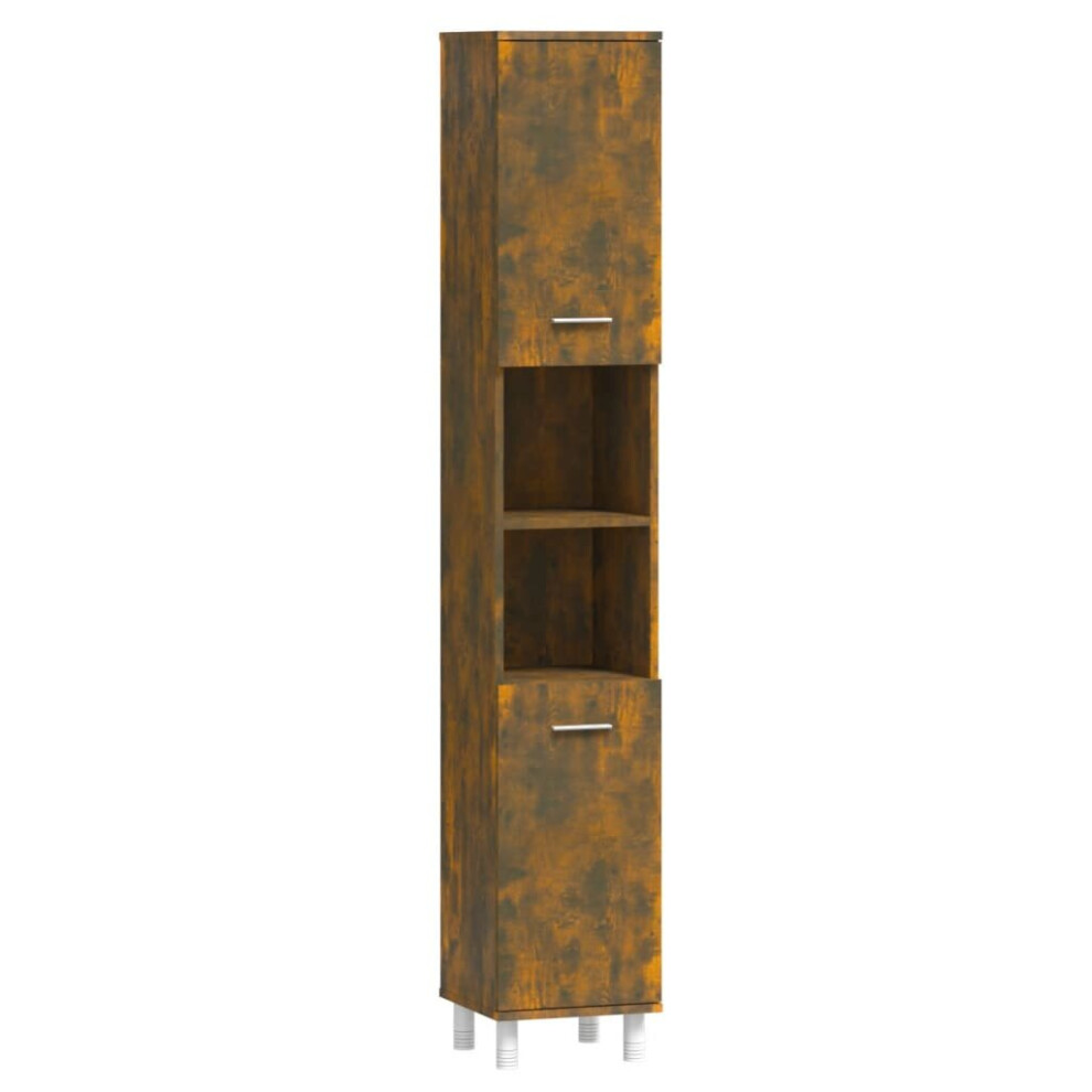 Vidaxl (Smoked Oak) Bathroom Cabinet Washroom Cupboard Storage Shelf Rack Engineered Wood