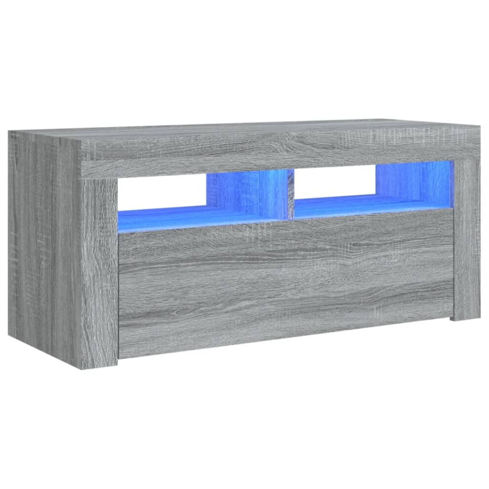 (grey sonoma) vidaXL TV Cabinet with LED Lights 90x35x40 cm Bedroom Furniture Multi Colours