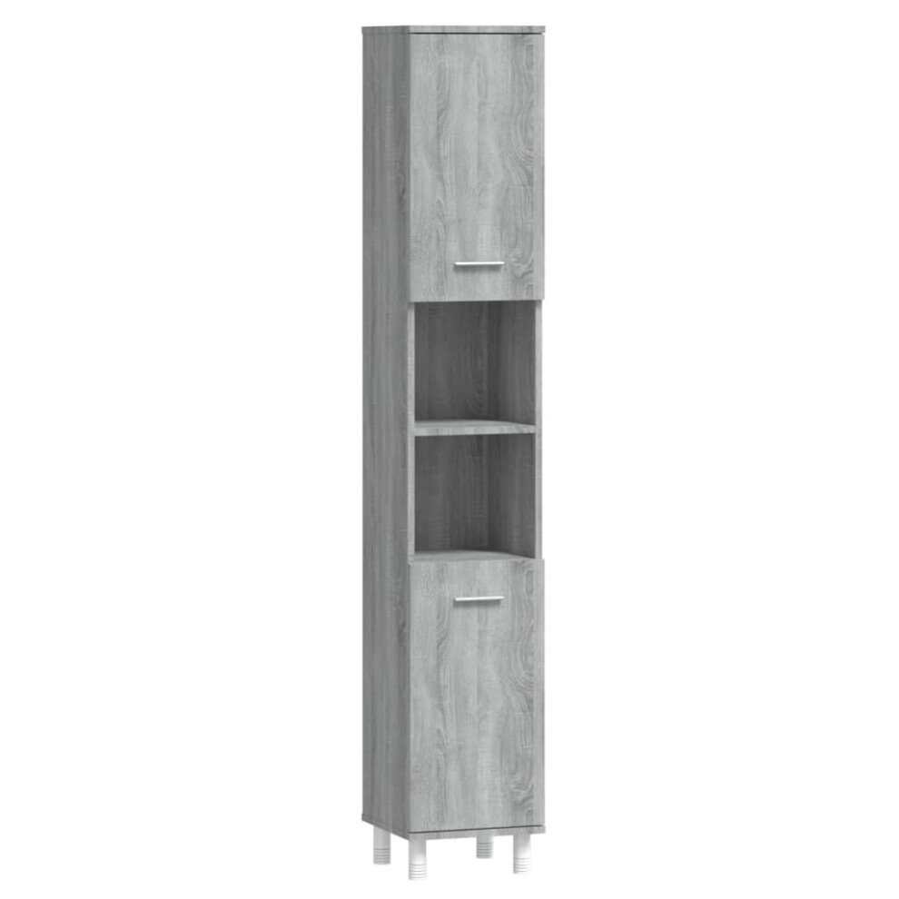 Vidaxl (Grey Sonoma) Bathroom Cabinet Washroom Cupboard Storage Shelf Rack Engineered Wood