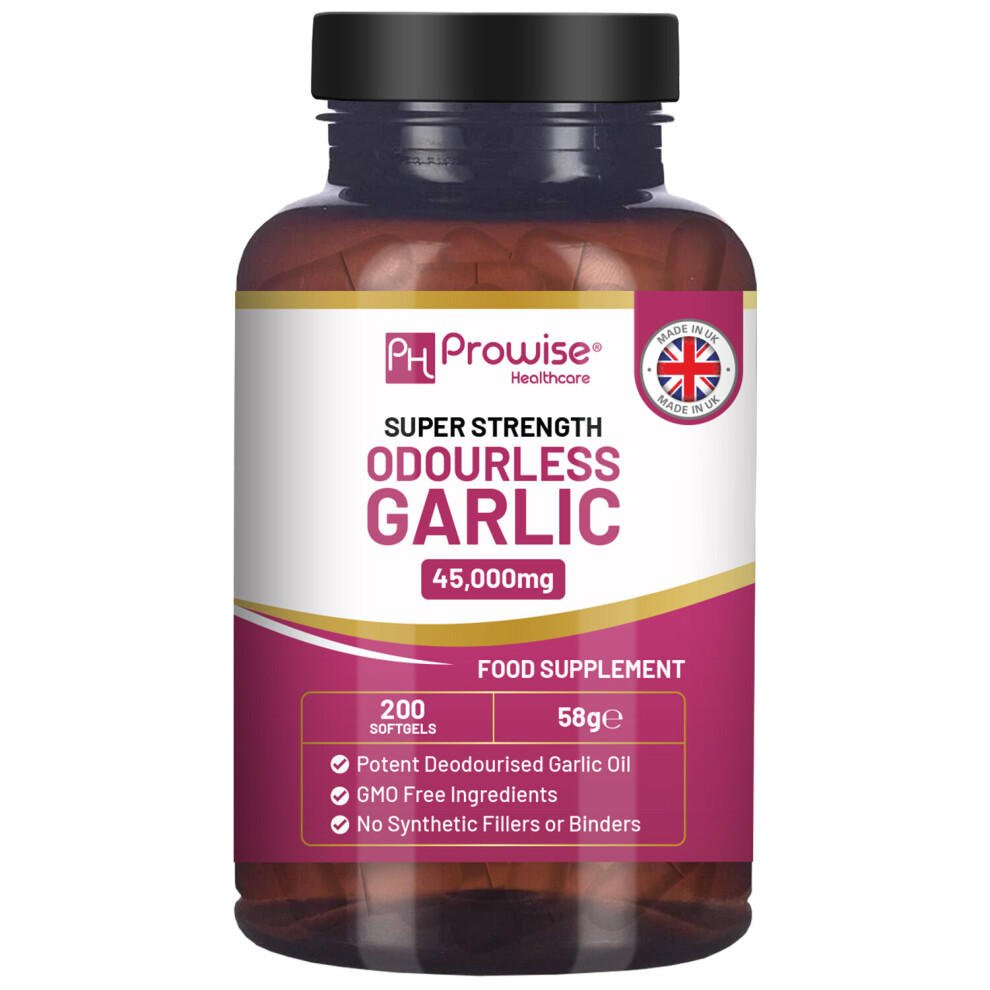 Prowise Healthcare Premium Odourless Garlic Capsules - High Strength 45,000Mg