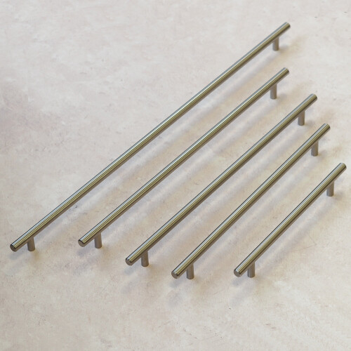(277mm Fixing Hole) Brushed Nickel T Bar Kitchen Cabinet Handles