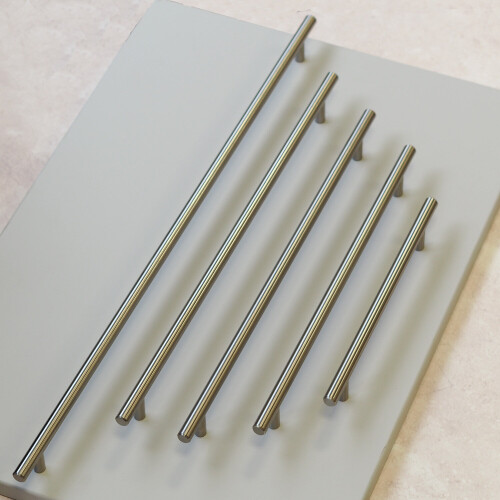 (277mm Fixing Hole) Brushed Nickel T Bar Kitchen Cabinet Handles 1