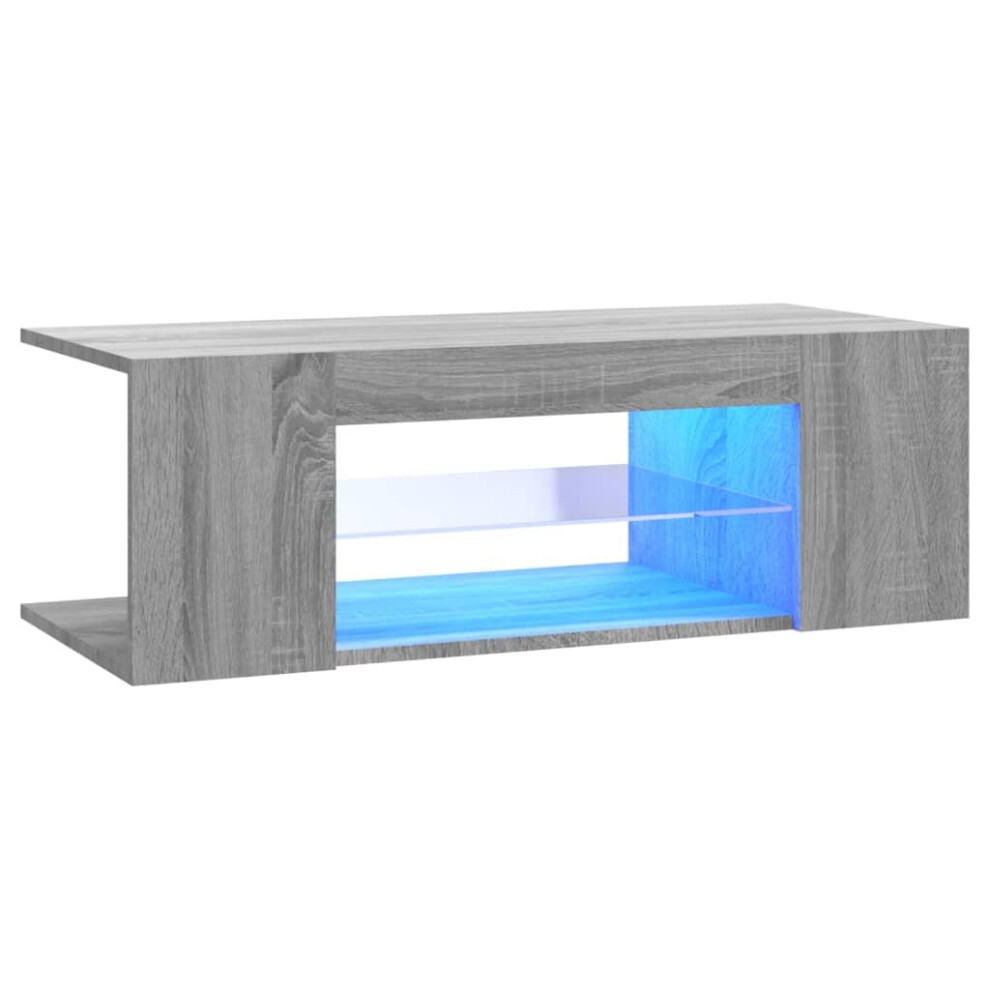 (Grey sonoma) vidaXL TV Cabinet with LED Lights 90x39x30 cm Bedroom Furniture Multi Colours