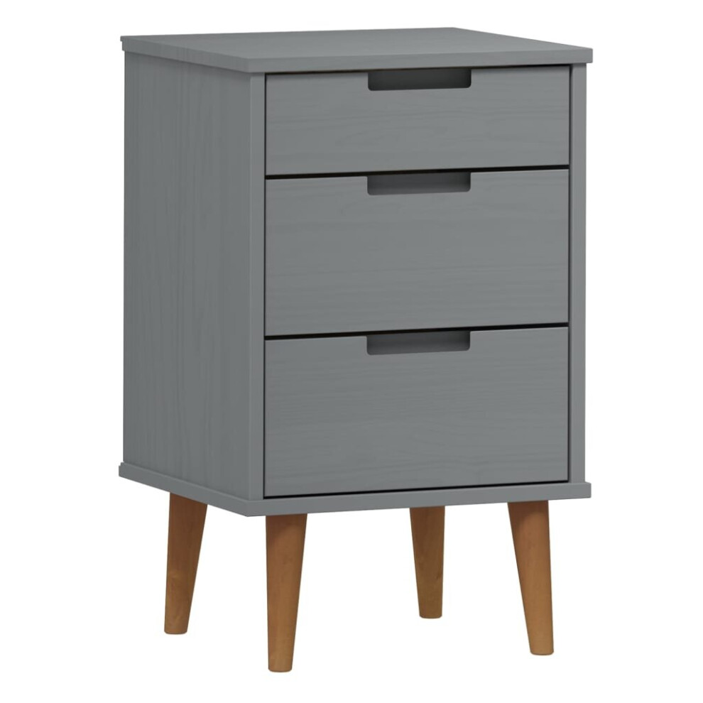 (grey) vidaXL Solid Wood Pine Bedside Cabinet MOLDE Bedroom Side Table Multi Colours