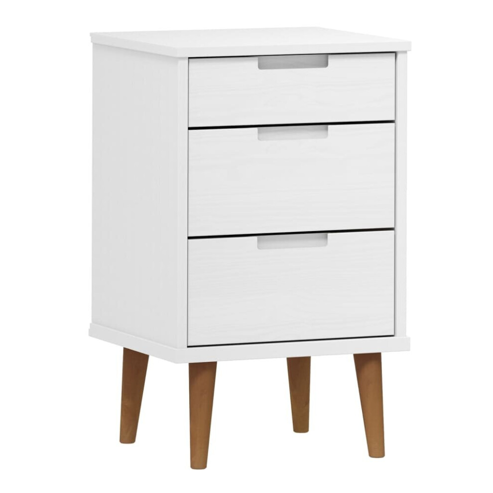 (white) vidaXL Solid Wood Pine Bedside Cabinet MOLDE Bedroom Side Table Multi Colours