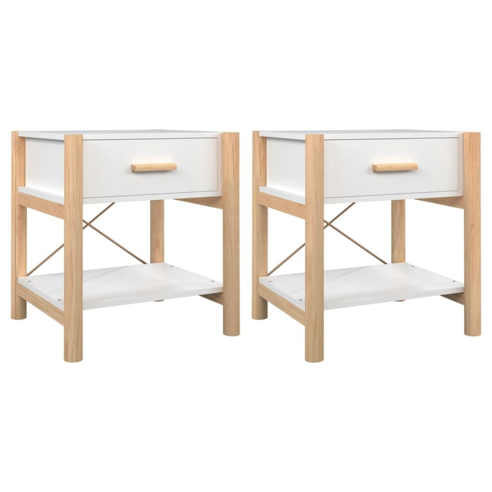 (white, 2 pcs) vidaXL 1/2x Bedside Table Engineered Wood Nightstand End Table Multi Colours