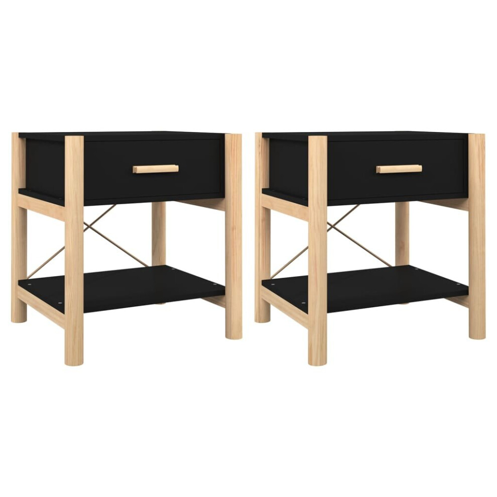 (black, 2 pcs) vidaXL 1/2x Bedside Table Engineered Wood Nightstand End Table Multi Colours