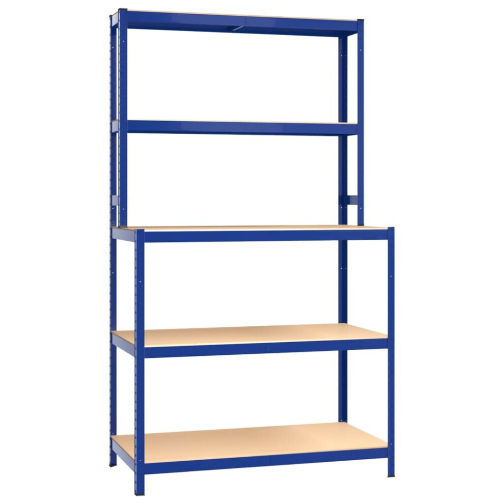 (blue) vidaXL Storage Shelf Garage Organiser Holder Rack Steel and Engineered Wood