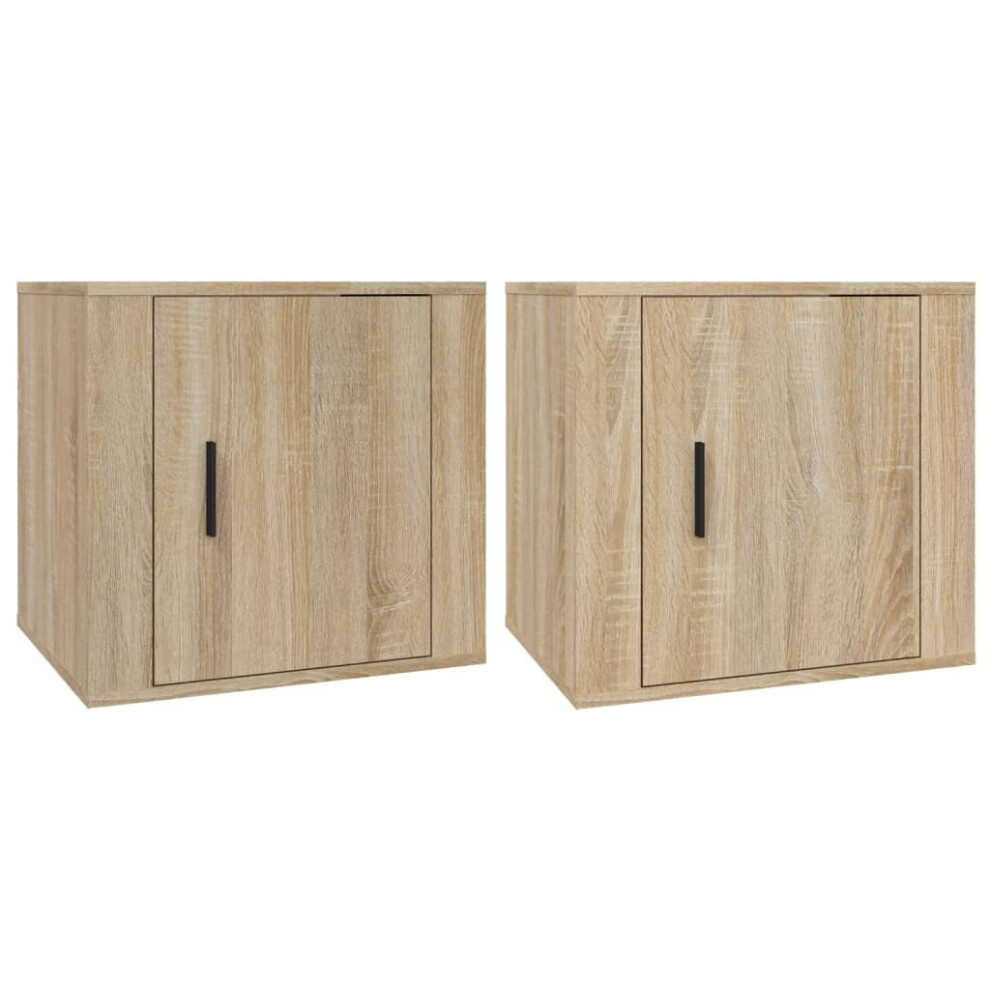 Vidaxl (Sonoma Oak, 2 Pcs) 1/2X Bedside Cabinet White End Table Indoor Nightstand Telephone Stand