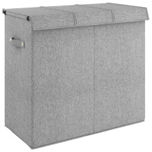 (64.5 x 34.5 x 59 cm) vidaXL Foldable Laundry Hamper Grey Faux Linen Fabric Sorter Bin Multi Sizes