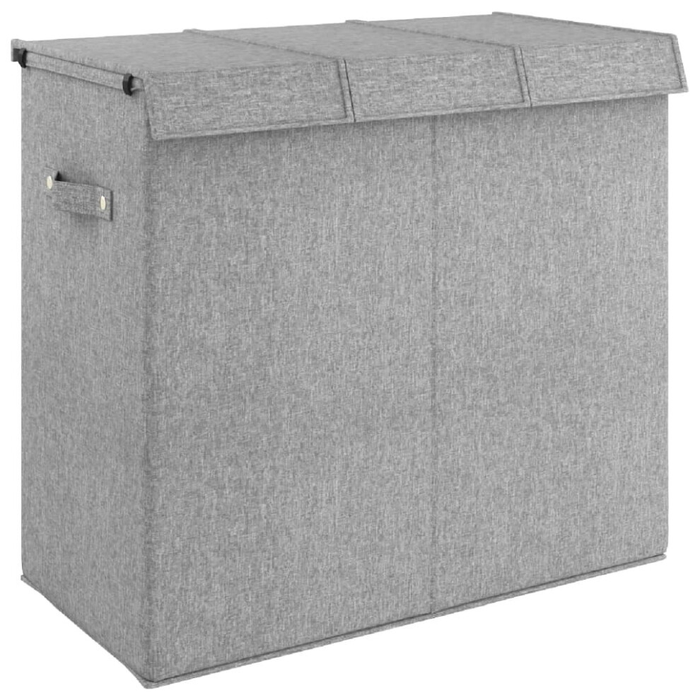 Vidaxl (64.5 X 34.5 X 59 Cm) Foldable Laundry Hamper Grey Faux Linen Fabric Sorter Bin Multi Sizes