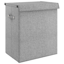 (51 x 34.5 x 59 cm) vidaXL Foldable Laundry Hamper Grey Faux Linen Fabric Sorter Bin Multi Sizes