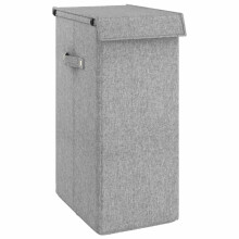 (26 x 34.5 x 59.5 cm) vidaXL Foldable Laundry Hamper Grey Faux Linen Fabric Sorter Bin Multi Sizes
