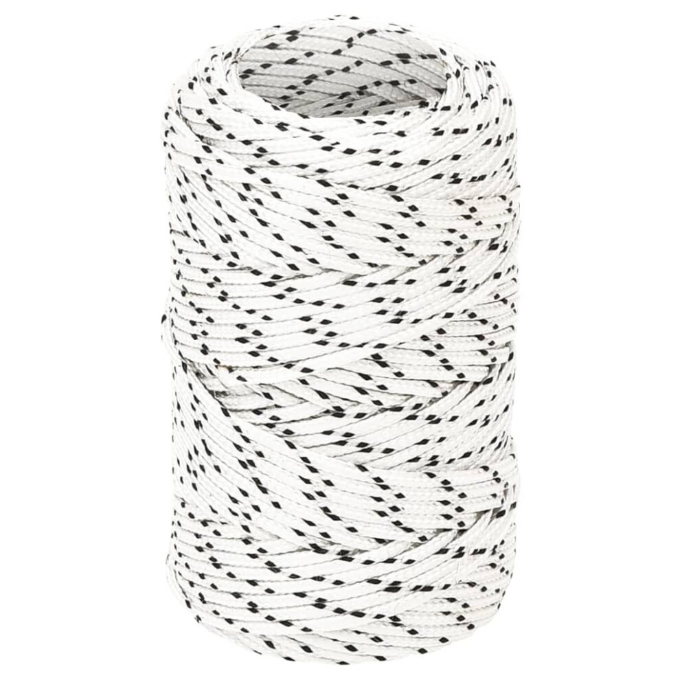 (2 mm/ 50 m) vidaXL Braided Boat Rope Polyester Sturdy Yacht Cable Black/White Multi Sizes