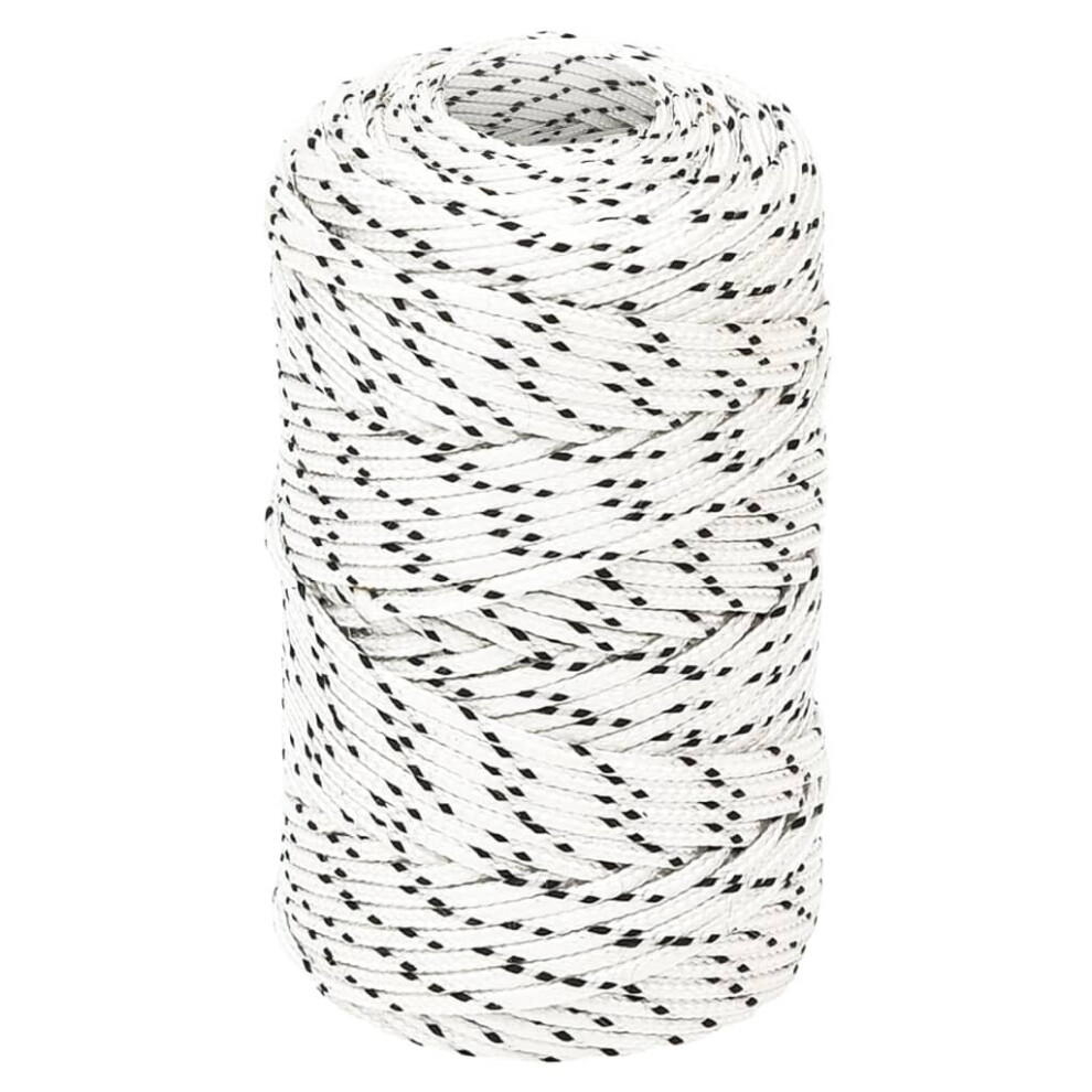 (2 mm/ 100 m) vidaXL Braided Boat Rope Polyester Sturdy Yacht Cable Black/White Multi Sizes