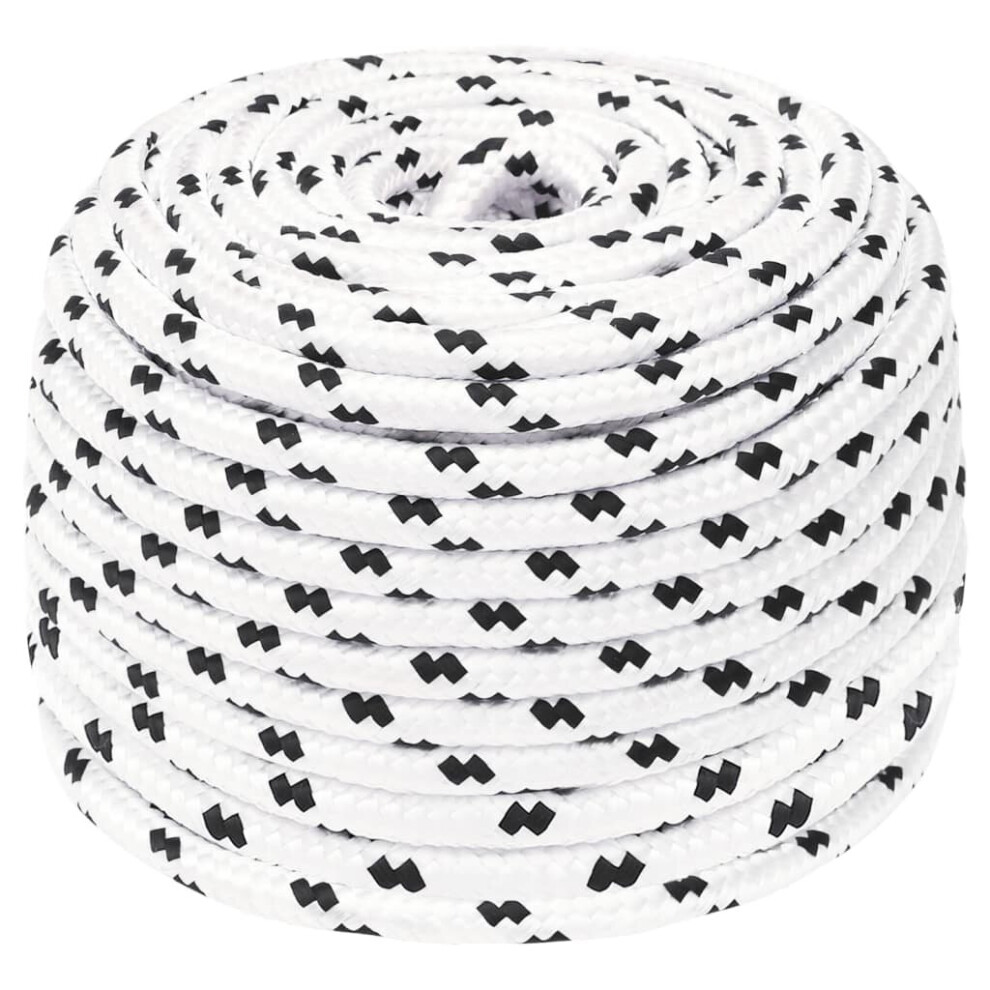 (10 mm/ 25 m) vidaXL Braided Boat Rope Polyester Sturdy Yacht Cable Black/White Multi Sizes