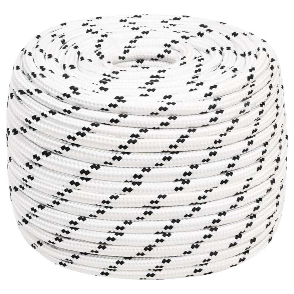 (14 mm/ 250 m) vidaXL Braided Boat Rope Polyester Sturdy Yacht Cable Black/White Multi Sizes