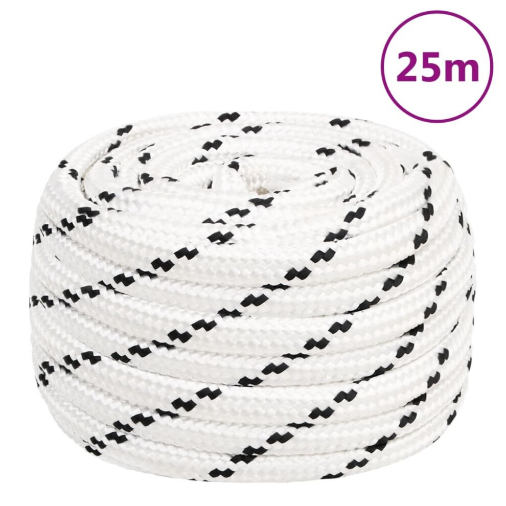 (20 mm/ 25 m) vidaXL Braided Boat Rope Polyester Sturdy Yacht Cable Black/White Multi Sizes