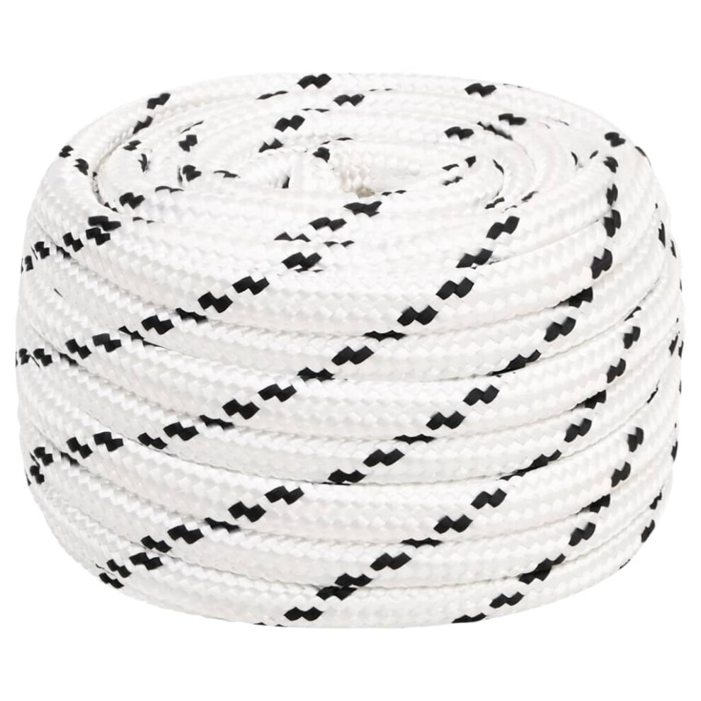 (16 mm/ 25 m) vidaXL Braided Boat Rope Polyester Sturdy Yacht Cable Black/White Multi Sizes