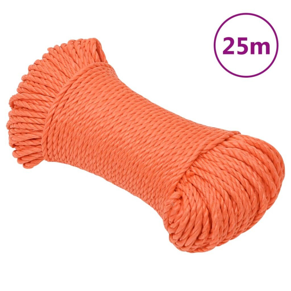 Vidaxl (Orange, 6 Mm/ 25 M) Twisted Rope Garden Workshop Line Work Rope Boat Rope Polypropylene