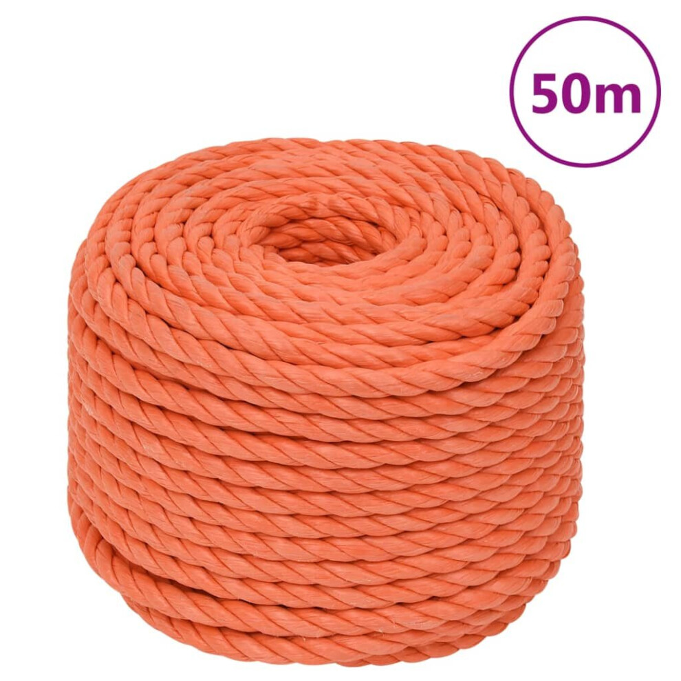 Vidaxl (Orange, 12 Mm/ 50 M) Twisted Rope Garden Workshop Line Work Rope Boat Rope Polypropylene