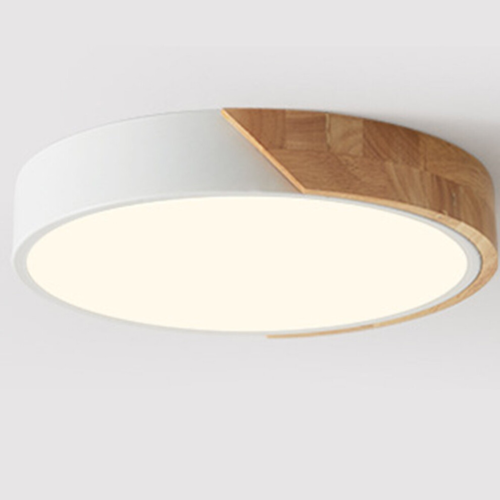 Wooden Led Ceiling Light White, ?30CM Round Ceiling Lamp Modern Minimalist 24W Ceiling Light for Kitchen, Hallway, Office, Porch Warm White