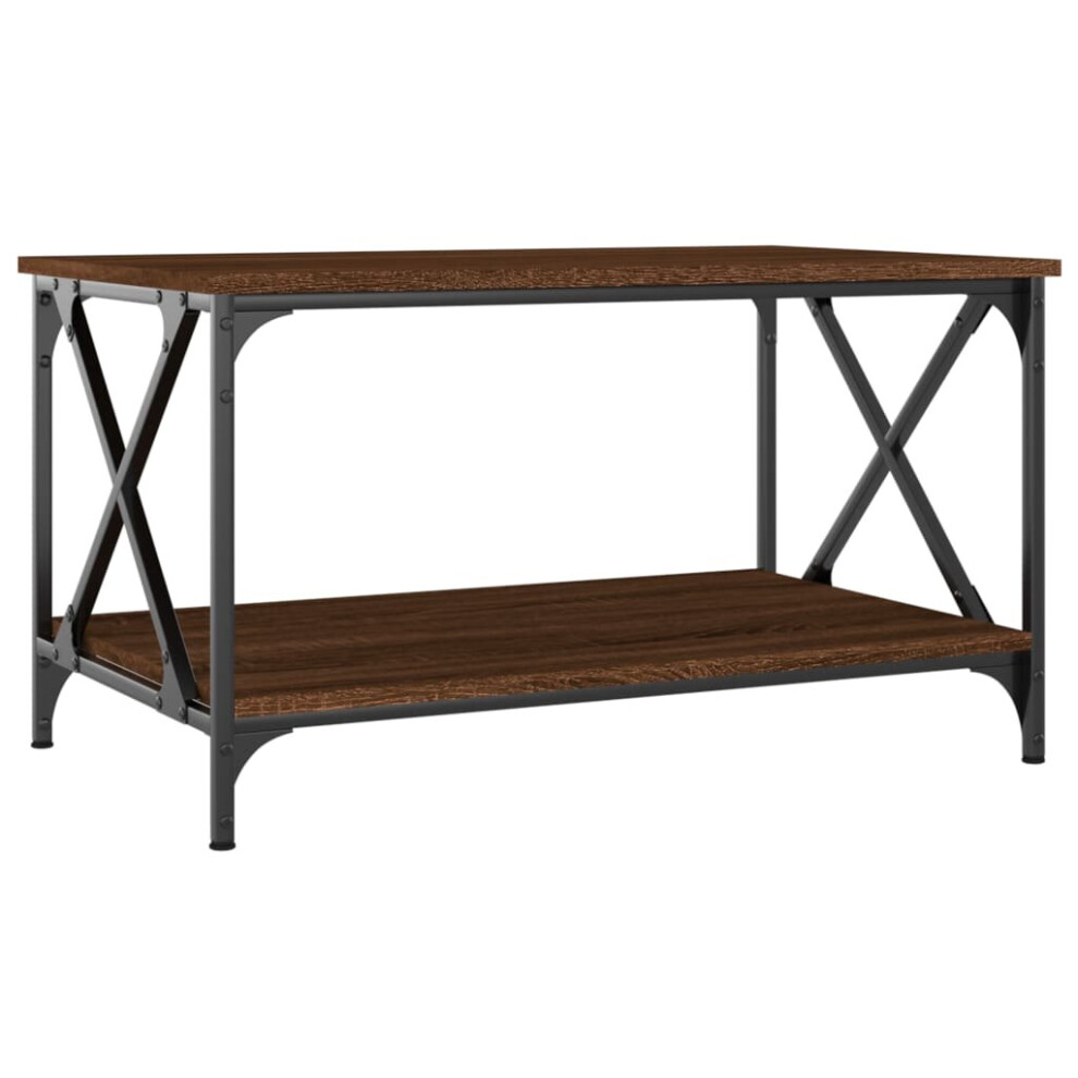 (brown oak, 80 x 50 x 45 cm) vidaXL Coffee Table Engineered Wood and Iron Accent Table Multi Colours/Sizes