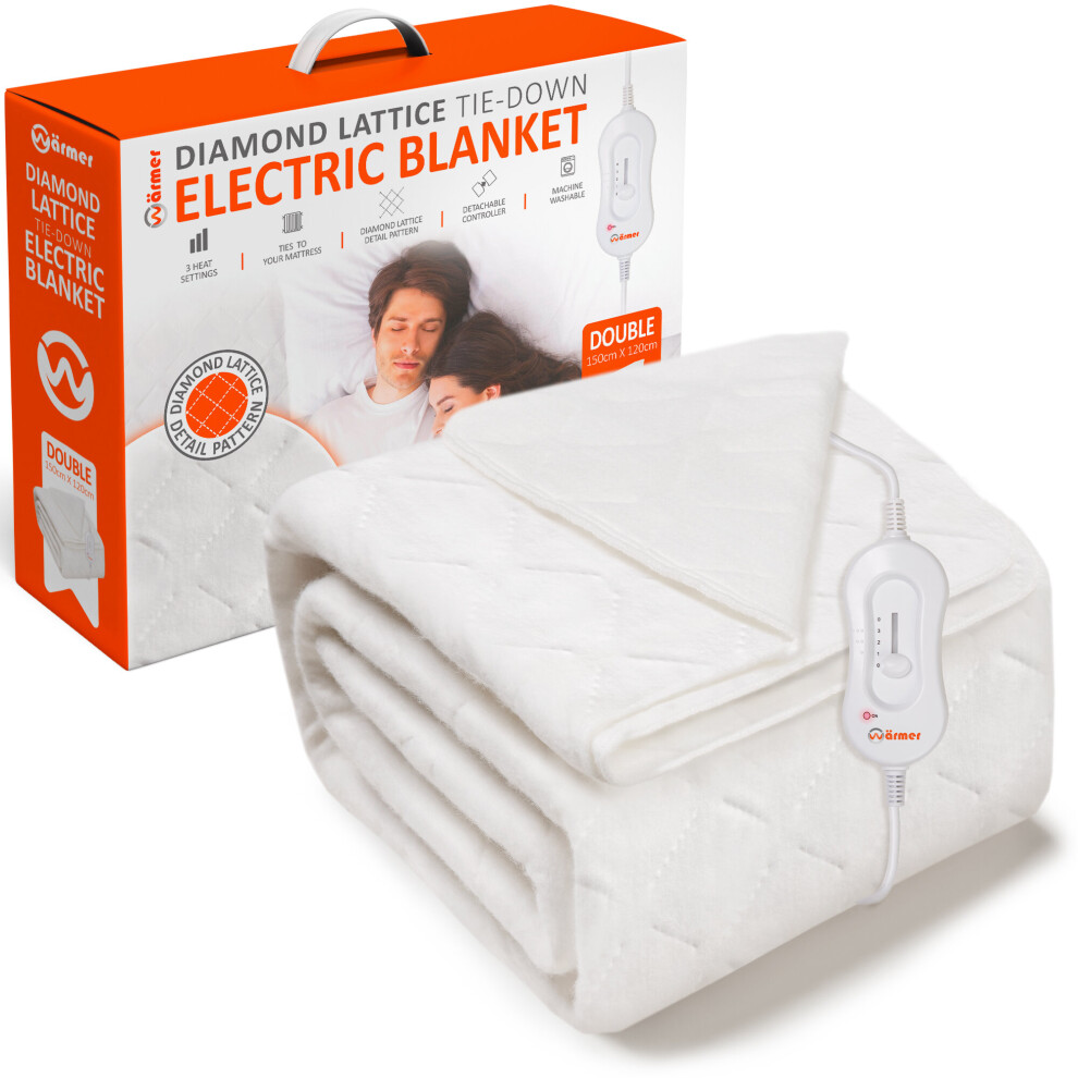 New Warmer (Double) Wärmer Diamond Lattice Heated Blanket - Tie-Down