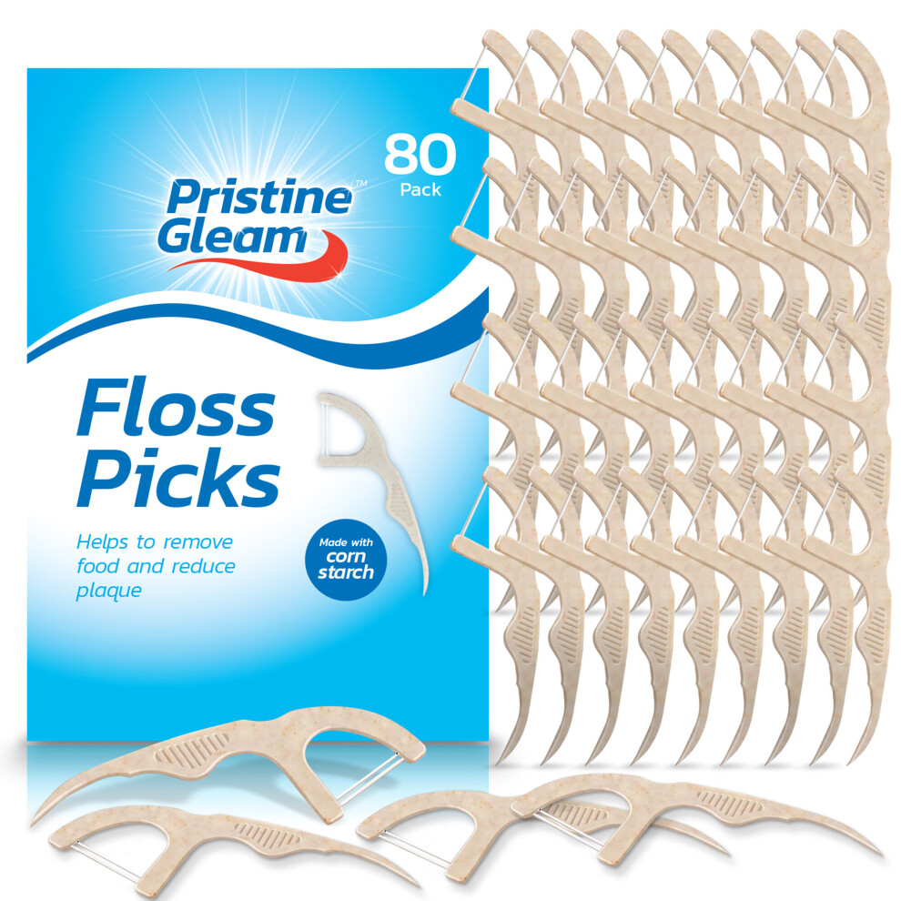 80pk Corn Starch Floss Harps | Biodegradable Floss Picks, Floss Sticks