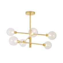 Litecraft Supa Semi Flush Ceiling Light Clear Glass Shades - Brass