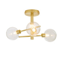 Litecraft Supa Ceiling Light Semi Flush 3 Arm With Shades - Brass