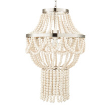 Litecraft Pilli Chandelier Ceiling Light Wooden Beaded Shade - Natural