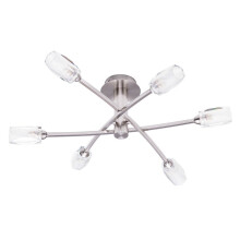 Litecraft Macti Ceiling Light Semi Flush 6 Arm With Shades - Nickel