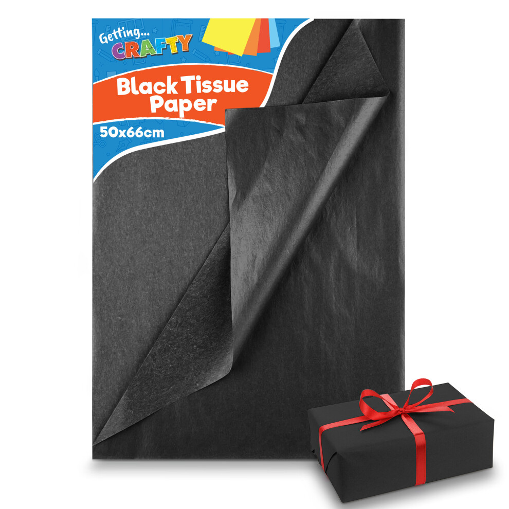 20pk Black Tissue Paper for Wrapping Gifts | 50cm x 66cm