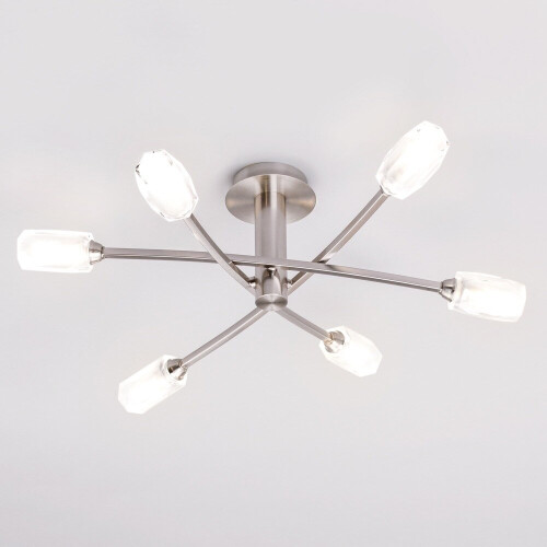 Litecraft Macti Ceiling Light Semi Flush 6 Arm With Shades - Nickel 1