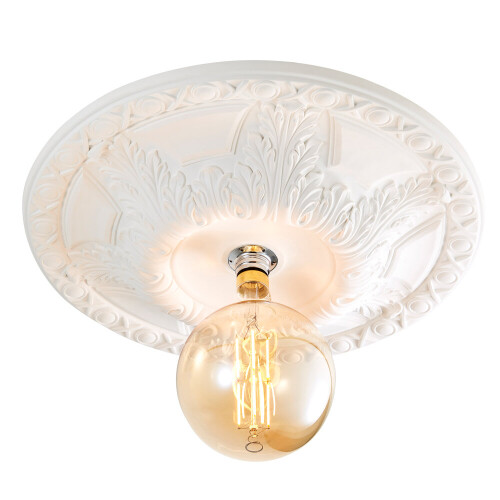 Litecraft Suilven Paintable Flush Large Plaster Ceiling Rose - White