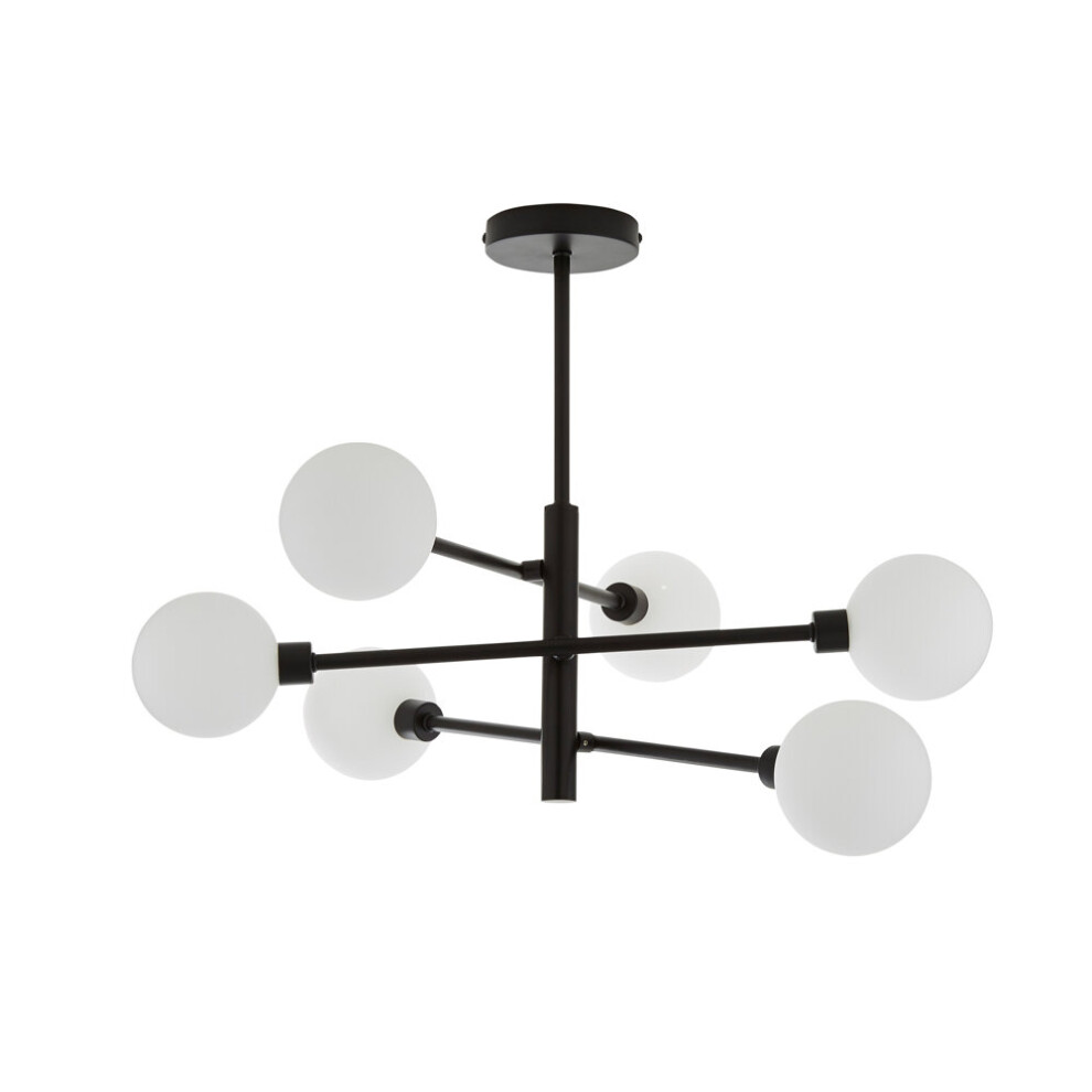 Litecraft Supa Ceiling Light Semi Flush With White Shades - Black