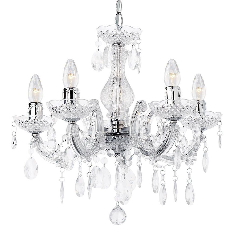 Litecraft 5 Arm Marie Therese Chandelier Ceiling Light - Chrome