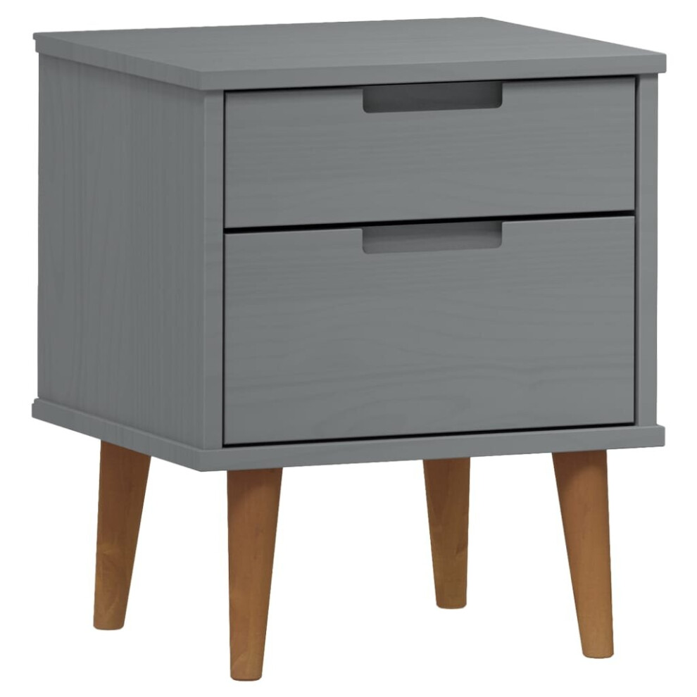 (grey) vidaXL Solid Wood Pine Bedside Cabinet MOLDE Bedroom Side Table Multi Colours