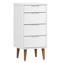 vidaXL Schubladenschrank MOLDE Weiß 40x35x82 cm Massivholz Kiefer