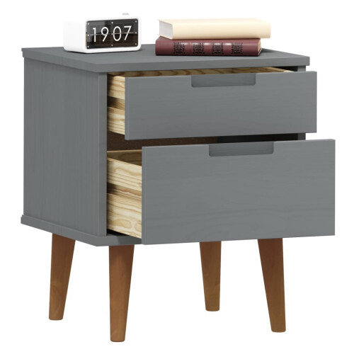 VidaXL (grey) vidaXL Solid Wood Pine Bedside Cabinet MOLDE Bedroom Side Table Multi Colours 2