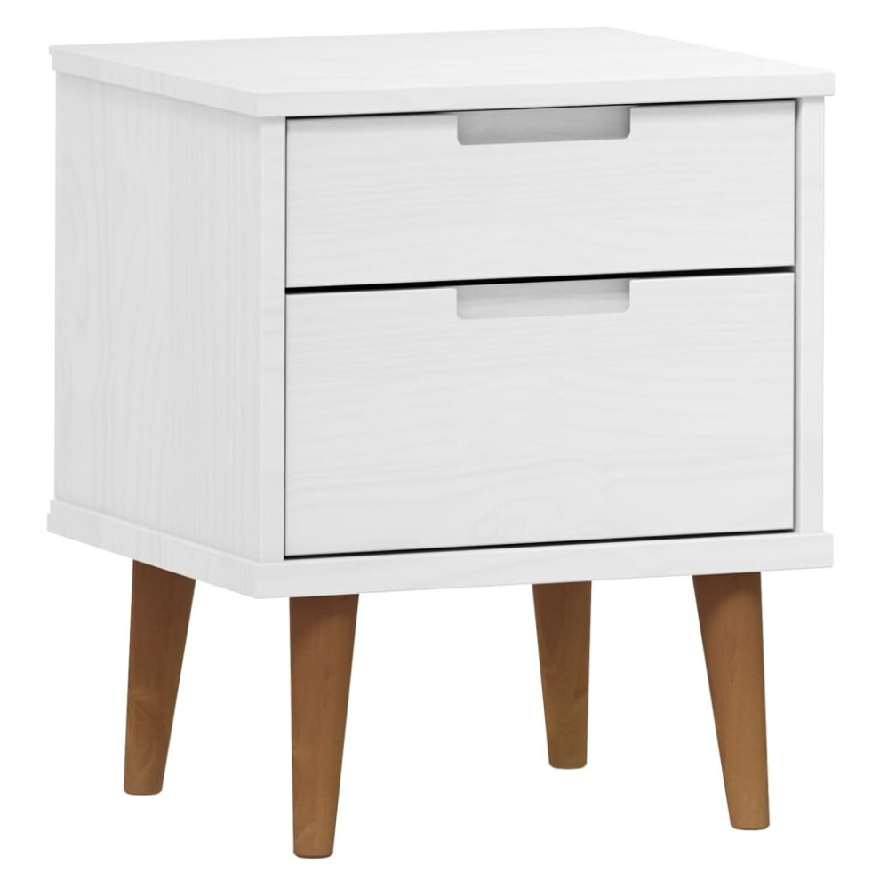 (white) vidaXL Solid Wood Pine Bedside Cabinet MOLDE Bedroom Side Table Multi Colours