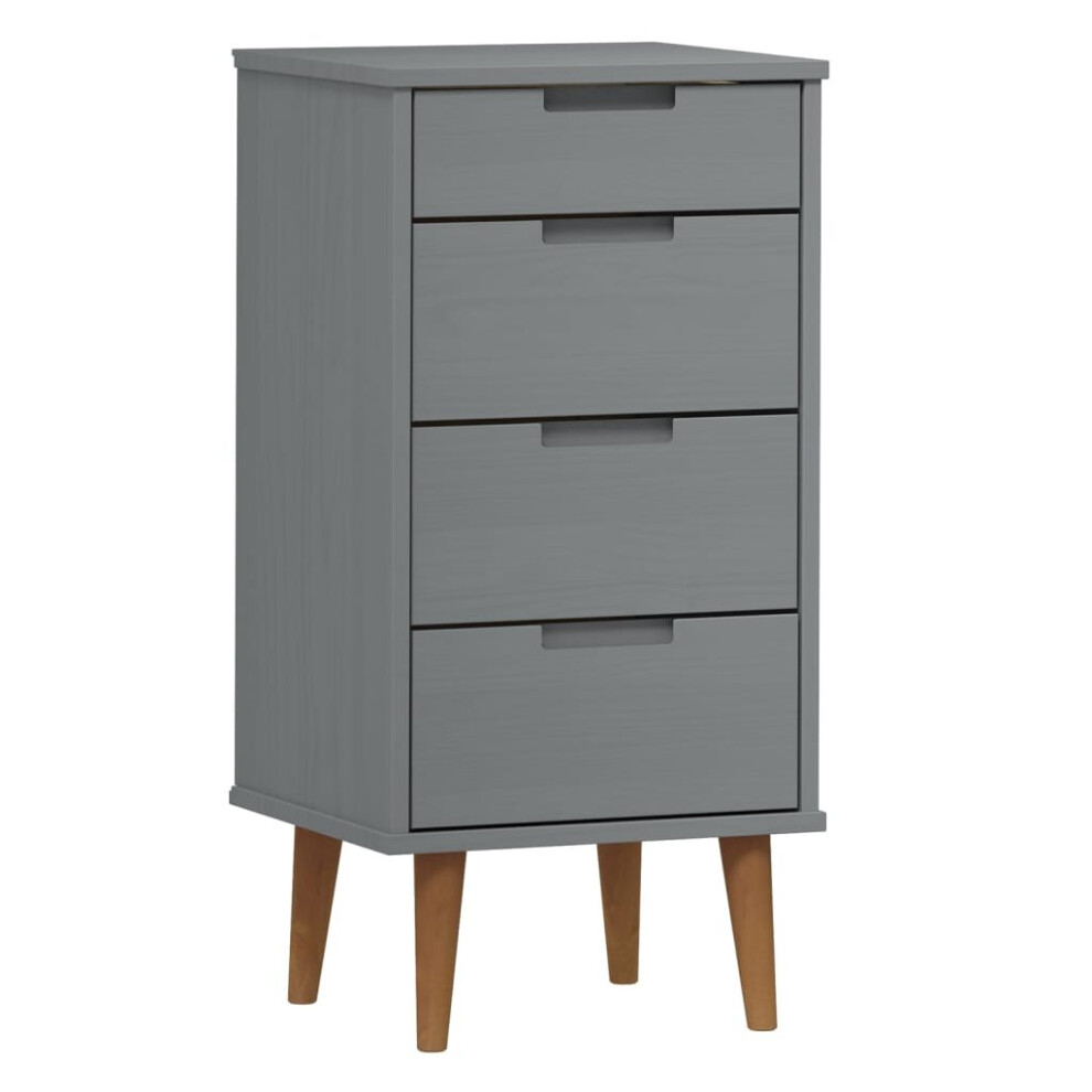 (grey) vidaXL Solid Wood Pine Drawer Cabinet MOLDE File Drawer Chest Multi Colours